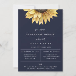 ラスティックなひまわり ネイビーブルー リハーサルディナー 案内状