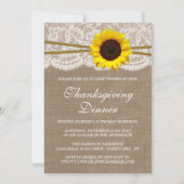 ラスティックなひまわり バルーン & ラック での感謝祭ディナー 招待状 (正面)