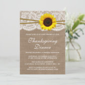 ラスティックなひまわり バルーン & ラック での感謝祭ディナー 招待状 (スタンド正面)
