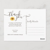 ラスティックなひまわり ブライダルシャワーのお礼 ポストカード (裏面)