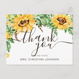 ラスティックなひまわり ブライダルシャワーのお礼 ポストカード