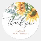 ラスティックなひまわり ブライダルシャワーのお礼 ラウンドシール (正面)