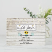 ラスティックなひまわり メイソンジャーとライト ブライダルシャワー 招待状 (スタンド正面)