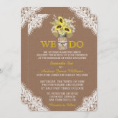 ラスティックなひまわり メイソンジャー ラッセル ウェディング 招待状 (正面/裏面)