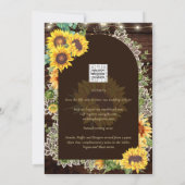 ラスティックなひまわり ライト レース アーチのウェディング 招待状 (裏面)