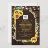 ラスティックなひまわり ライト レース アーチ ウェディング 招待状 (裏面)