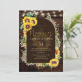 ラスティックなひまわり ライト レース アーチ ウェディング 招待状 (スタンド正面)