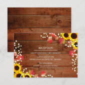 ラスティックなひまわり 秋のウェディング レセプション カード (正面/裏面)