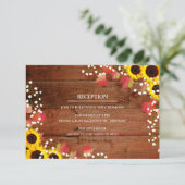 ラスティックなひまわり 秋のウェディング レセプション カード (スタンド正面)