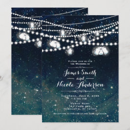 ラスティックなイブニングナイトスカイ メイソンジャー ライト ウェディング 招待状