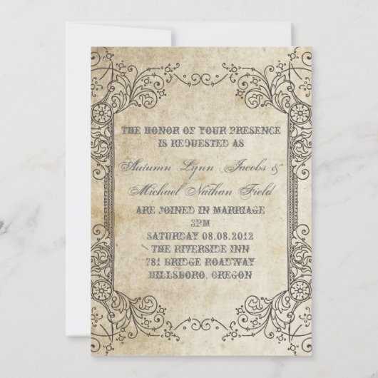 ラスティックなウェスタンカントリーの屋外ウェディング 招待状 (裏面)