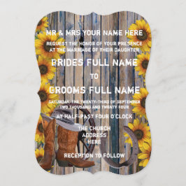 ラスティックなウェスタンカントリー風のカウボーイウェディング 招待状