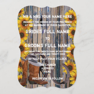 ラスティックなウェスタンカントリー風のカウボーイウェディング 招待状