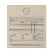 ラスティックなオーダー用紙 ノートパッド (正面)