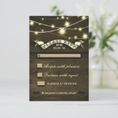 ラスティックなカントリーウッド結婚式の出欠確認カード ライト付き 出欠カード (スタンド正面)