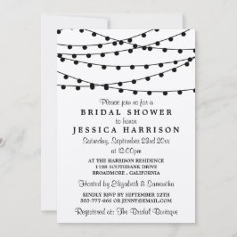 ラスティックなクラフト紙のブラックストリングライト付き ブライダルシャワー 招待状
