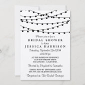 ラスティックなクラフト紙のブラックストリングライト付き ブライダルシャワー 招待状 (正面)
