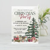 ラスティックなクリスマスツリーパーティーの招待状 招待状 (スタンド正面)