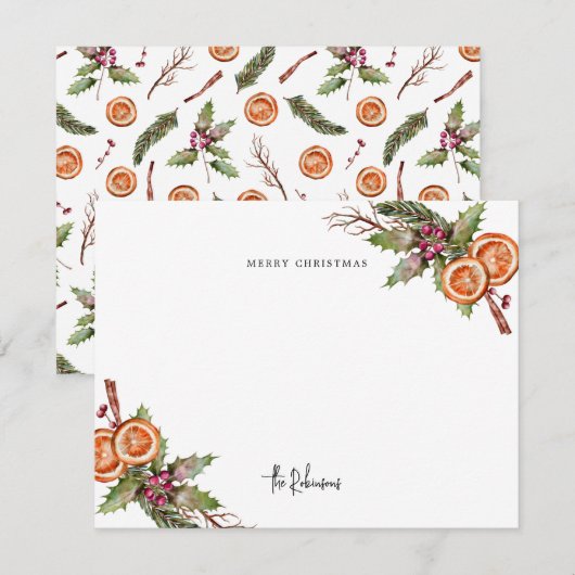 ラスティックなクリスマスリース ノートカード (正面/裏面)