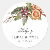 ラスティックなクリスマス ブライダルシャワーのお favors ラウンドシール (正面)