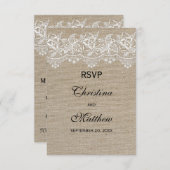 ラスティックなジュートとレースの結婚式出欠確認カード 出欠カード (正面/裏面)