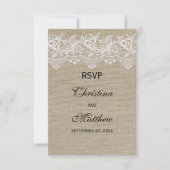 ラスティックなジュートとレースの結婚式出欠確認カード 出欠カード (正面)