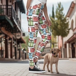ラスティックなスカンジナビアの包装されたギフト ホリデーレギンス レギンス
