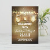 ラスティックなメイソンジャーとライトのエンゲージメントパーティー 招待状 (スタンド正面)