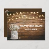 ラスティックなメイソンジャーとライトのベイビーズブレスフラル 案内ポストカード (正面/裏面)