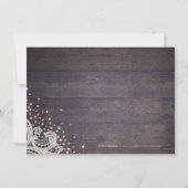 ラスティックなレースと木のバラ輝きの受付カード 招待状 (裏面)