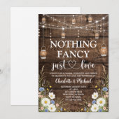 ラスティックなワイルドフラワーの結婚式 Nothing Fancy Just Love 招待状 (正面/裏面)
