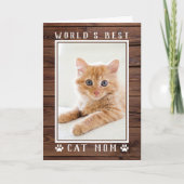 ラスティックな世界一の猫のママ母の日フォト カード (正面)