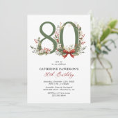 ラスティックな冬の80歳の誕生日招待状 招待状 (スタンド正面)
