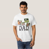 ラスティックな木目調の「I Love You Dad」4枚フォトコラージュ Tシャツ (正面フル)