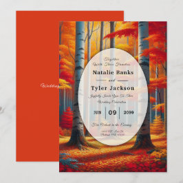 ラスティックな樺の木の秋の結婚式 招待状