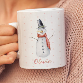 ラスティックな水彩の雪だるまの個性的なデザインで「Let it Snow」 マグカップ