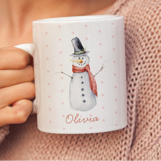 ラスティックな水彩の雪だるまの個性的なデザインで「Let it Snow」 マグカップ