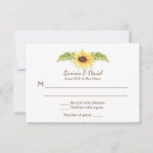 ラスティックな水彩画のひまわりとロングホーンの牛の頭蓋骨のRSVP 招待状 (正面)