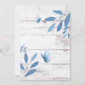 ラスティックな水彩画の青い蝶の花のベビーシャワー 招待状 (裏面)