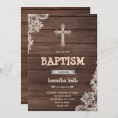 ラスティックな洗礼パーティーの招待状 招待状 (正面/裏面)