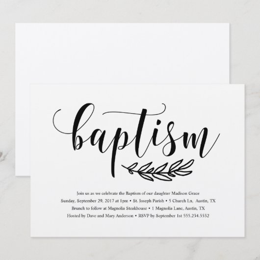 ラスティックな洗礼招待状 招待状 (正面/裏面)