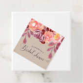 ラスティックな牡丹のエレガントなスクリプト ブライダルシャワー フェイバータグ (インサイチュ)