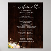 ラスティックな秋のひまわりとカボチャの結婚式プログラムサイン ポスター (正面)