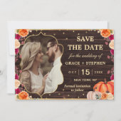 ラスティックな秋のポンプキン フラワーの結婚式の保存日 セーブザデート (正面)