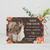 ラスティックな秋のポンプキン フラワーの結婚式の保存日 セーブザデート (スタンド正面)