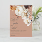 ラスティックな秋の花と葉のランチョン　サビ色とクリーム色 招待状 (スタンド正面)