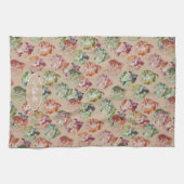ラスティックな秋の落ち葉の水彩画アート キッチンタオル (横)