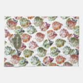 ラスティックな秋の落ち葉の水彩画アート キッチンタオル (横)