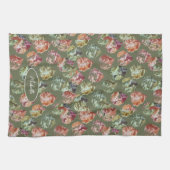 ラスティックな秋の落ち葉の水彩画 キッチンタオル (横)
