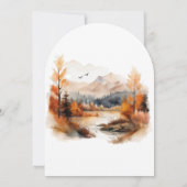 ラスティックな紅葉の恋する山の風景 アーチウェディング 招待状 (裏面)